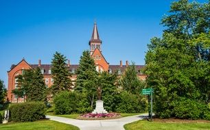 Old Mill, the oldest building of the university in park at summer, usa, vermont, burlington