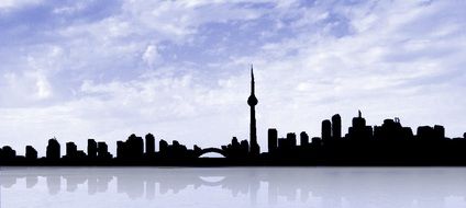 toronto skyline, silhouette, digital art