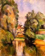 Landscape of house in countryside by Paul Cezanne