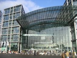 entrance to train station building, germany, berlin