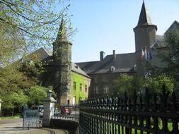 gateway of differdange castle, now miami university building, luxembourg