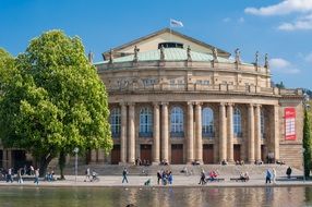 people resting at city theater, germany, stuttgart