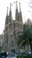 sagrada familia cathedral on plaza, spain, barcelona