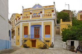 picturesque facade of Maritime Museum, greece, symi