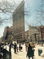 High flat iron building in centre of New York city