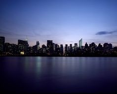 Dusk skyline of new york city