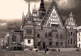 medieval town hall on city's Market Square, poland, wroclaw