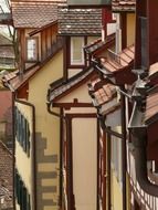 gable tile roofs of old houses, germany, meersburg