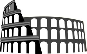 greyscale illustration of exterior of colosseum