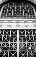 metal grid door, black and white