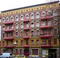 old colorful building facade, germany, berlin