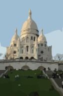 Sacred Heart basilica at the top of the Montmartre hill, digital art, france, paris