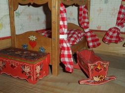 rustic furniture of bedroom in dolls house