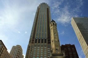 Park Tower skyscraper in city at sky, usa, illinois, chicago