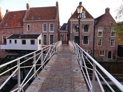 old pedestrian bridge in town, netherlands, appingedam
