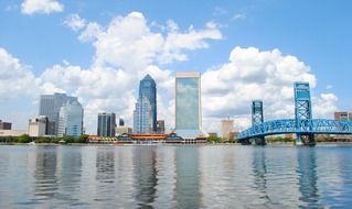 waterfront of city at summer day, usa, florida, jacksonville