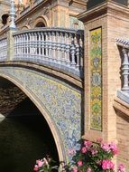 mosaic tile bridge on Plaza de España, detail, Spain, Seville