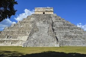 maya mexican pyramid sky scene