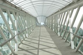 interior of footbridge, perspective