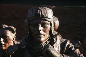 pilot sculpture, fragment of Battle of Britain memorial on Victoria Embankment, uk, england, London