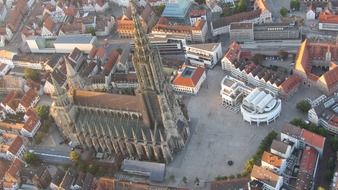 tower of Ulm Cathedral above city, germany, munich