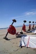 Beach equipment on the beach in brittany