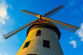 low angle view of traditional windmill at sky