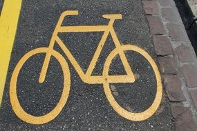 bike road mark cycle path yellow line