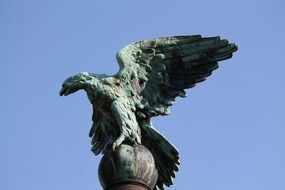 alder at sky, bronze statue of War Memorial for the 1870-71, germany, oberursel