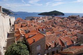 roof view of old otown at sea, croatia, dubrovnik