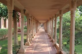 contemporary covered walk path with columnar