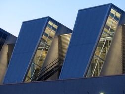 external staircase on roof of modern building