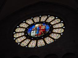 baptizm of jesus, stained glass rose window