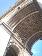 arch of triumph at sky, low angle view, fragment, france, paris