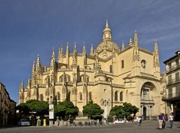 Gothic-style Roman Catholic cathedral on square, spain, segovia