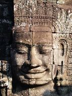 bayon stone temple with face in Cambodia