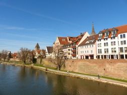 waterfront of old city at spring in germany, munich