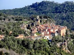 Buildings on a background of the beautiful nature of France bird's-eye view