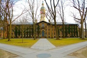 nassau hall, the oldest building of University in park in usa, new jersey, princeton