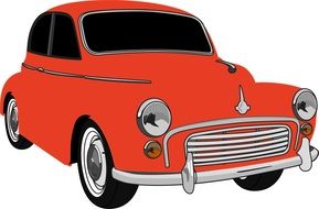 vintage red british car, london taxi, illustration