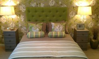 Bedroom interior in shades of green