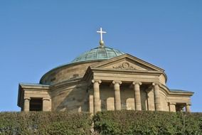 WÃ¼rttemberg Mausoleum, sepulchral chapel behind hedge at sky, germany, Stuttgart