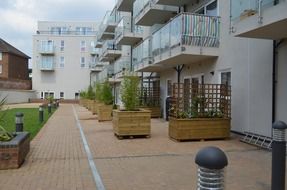 courtyard of modern townhouses