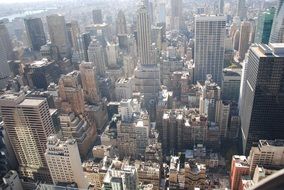 skyscrapers in metropolis, top view, usa, new york city