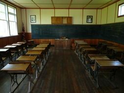 A school class in the village of Mennonites, Canada