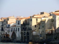 picturesque old houses at water, italy, sicily, cefalÃ¹