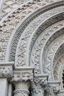 stone carved arches on church facade