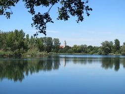 fishing pond near the church