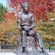 young lincoln, bronze sculpture in park at autumn, usa, illinois, chicago