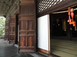 wooden doors in the temple in japan